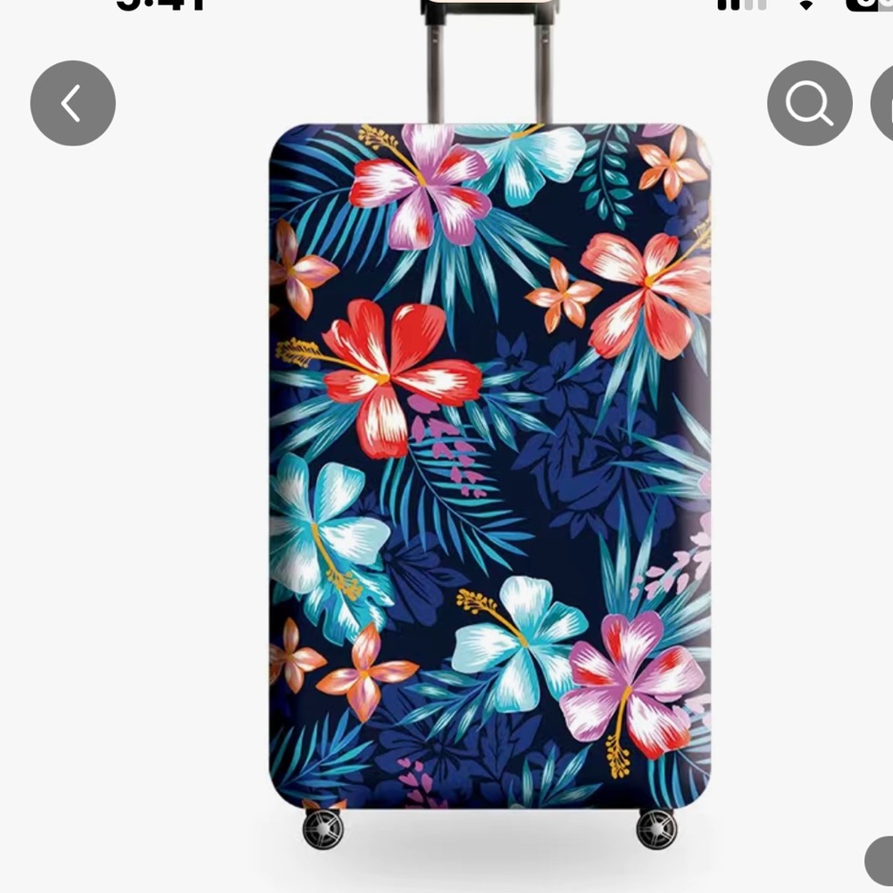 Floral Blue Rolling Suitcase Cover - 29-32 Inches